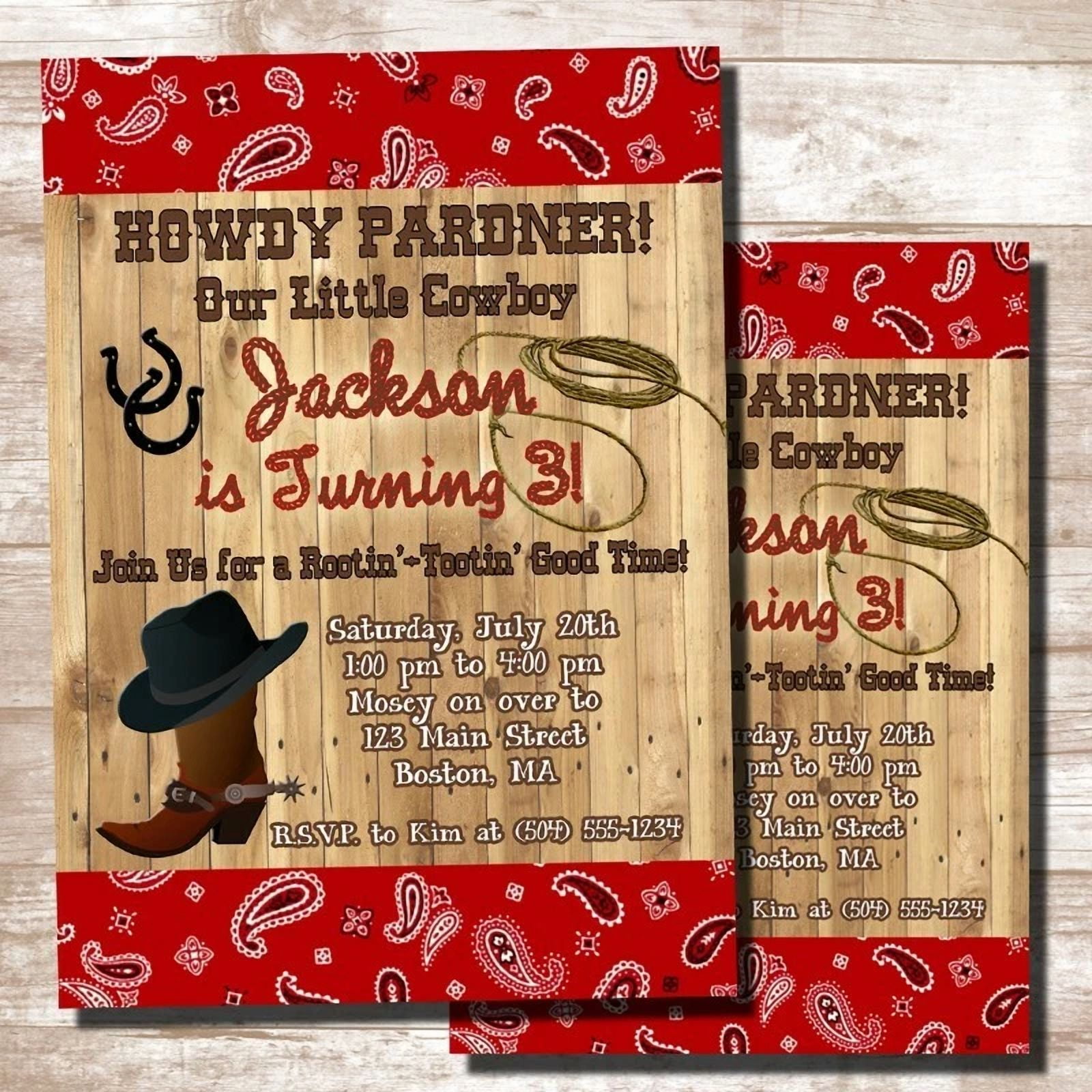 Cowboy Party Invitation, image size:1600x1600