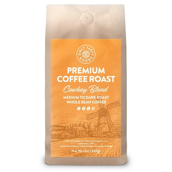 Cowboy Blend Medium Roast Whole Bean Coffee, Speciality, Fresh Roasted, 12 oz.