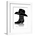 thumbnail image 1 of Cowboy Boot And Western HatBlack Graphic Image On White, Figurative World Culture Framed Art Print Wall Art by GeraKTV Sold by ArtCom, 1 of 6