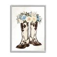 thumbnail image 1 of Cowboy Boot Mixed Flower Bouquet Botanical & Floral Graphic Art Gray Framed Art Print Wall Art, 1 of 7