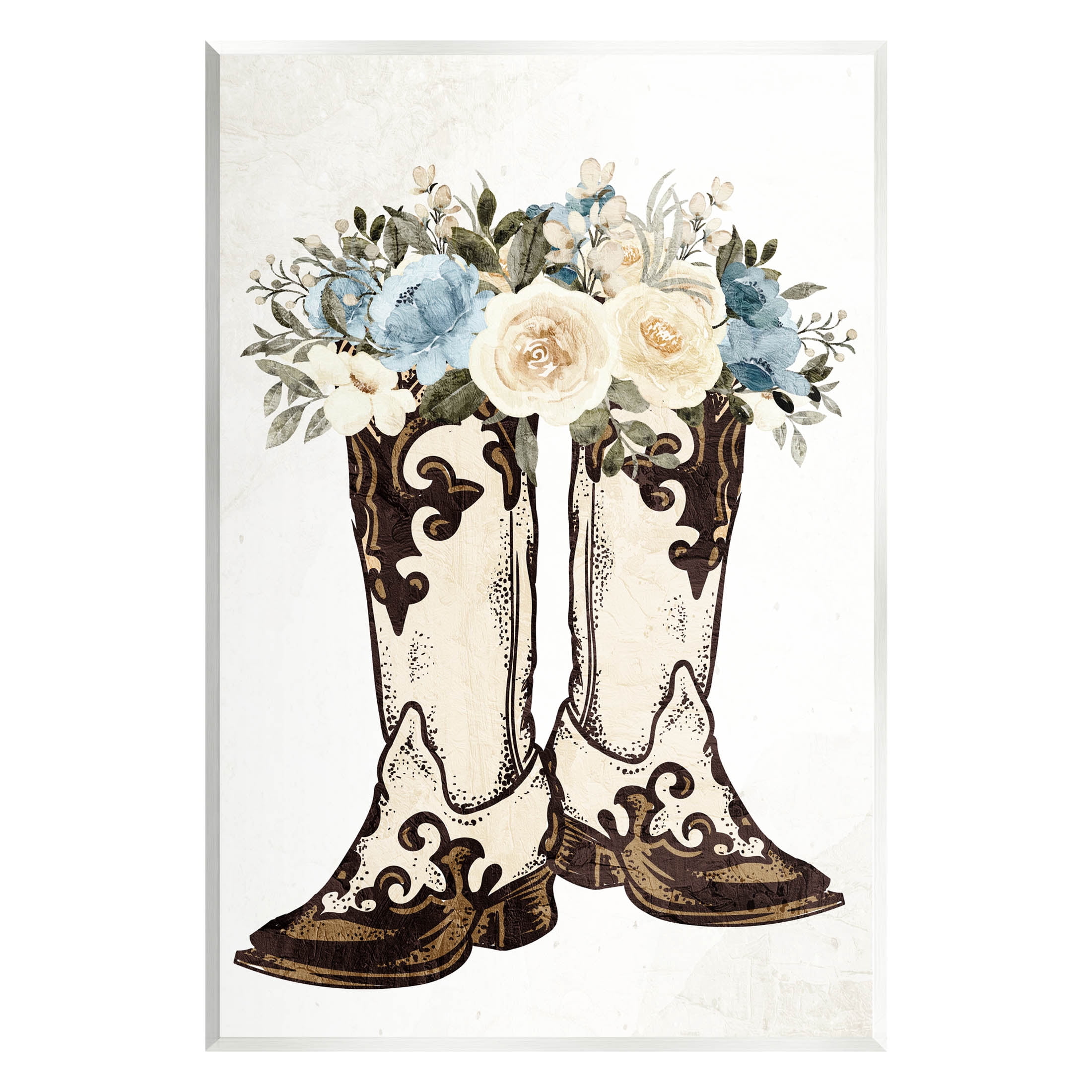 Cowboy Boot Mixed Flower Bouquet Botanical & Floral Graphic Art Unframed Art Print Wall Art