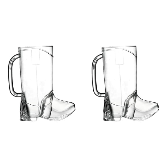 Cowboy Boot Mugs, Torqee Plastic Drink Cups, Novelty Beverage Serving Vessels, for Summer Party Drinks, Dinner Table Serve and Home Bar Decor, 2PC