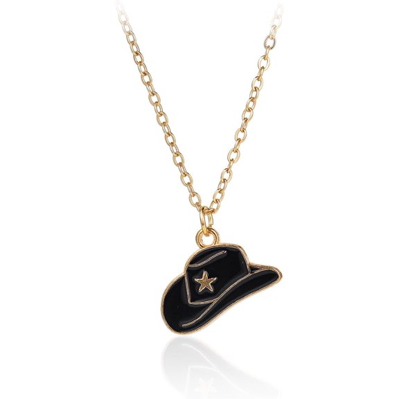 Cowboy Boot Necklace Gold Cowgirl Western Necklace for Women, Disco Cowgirl Style, Gold Plated Cowboy Hat Pendant, Western Jewelry Gift