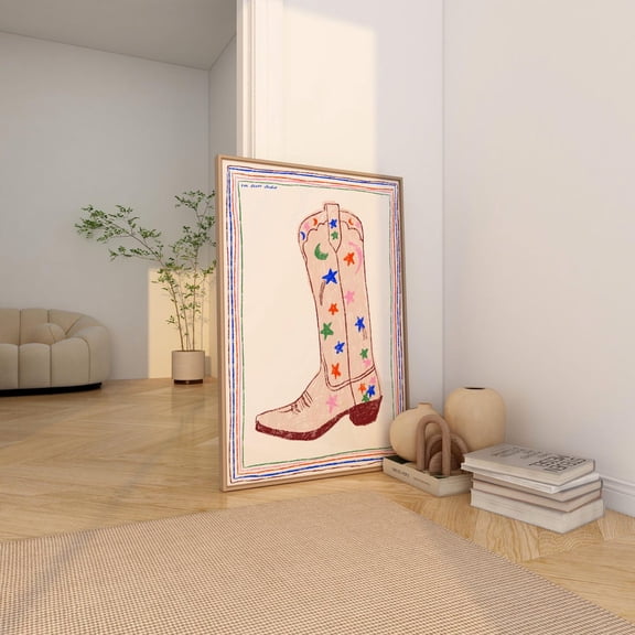 Cowboy Boot Print Art Print Poster, Vintage Print, Trendy Print, Boot Illustration Posters, Mid Century Print, Modern Kitchen Wall Art UNFRAMED PAPER POSTER, Home Decor, Vintage Gift