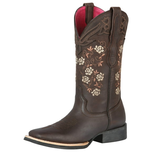Women&rsquo;s Genuine Leather Flowers Embroidered Western Cowgirl Boots 'El General' 44635