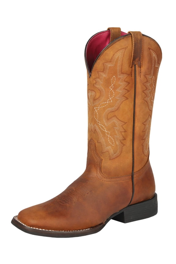 Women&rsquo;s Genuine Leather Classic Western Rodeo Cowgirl Boots 'El General' Kansas Brick 44651