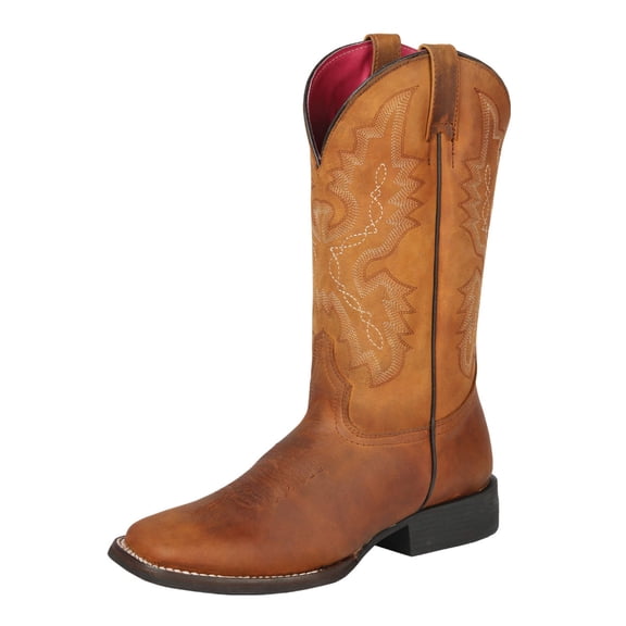 Women’s Genuine Leather Classic Western Rodeo Cowgirl Boots 'El General' Kansas Brick 44651