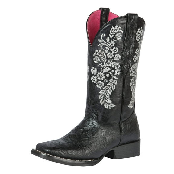 Women&rsquo;s Genuine Leather Floral Engraving Western Cowgirl Boots 'El General' 44636
