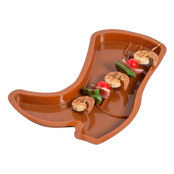 Cowboy Boot-Shaped Plastic Serving Trays - 12 pieces