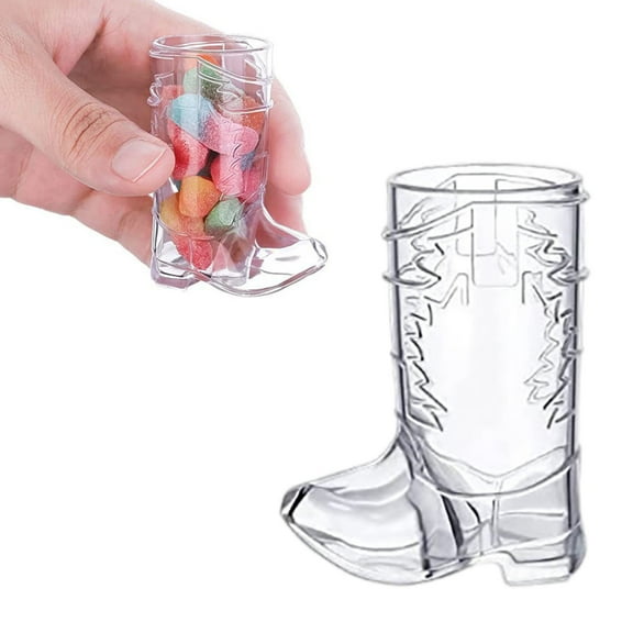 Cowboy Boot Shaped Shot Glass Western Themed Mini Boot Drink Cup Reusable Tequila Whiskey Glass For Party Home Bar(Clear-6.5Cm)