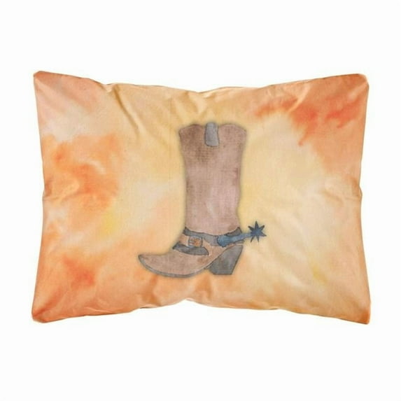 Cowboy Boot Watercolor Canvas Fabric Decorative Pillow