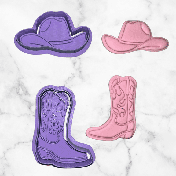 Cowboy Boot and Hat Fondant Cutter set 2 inches