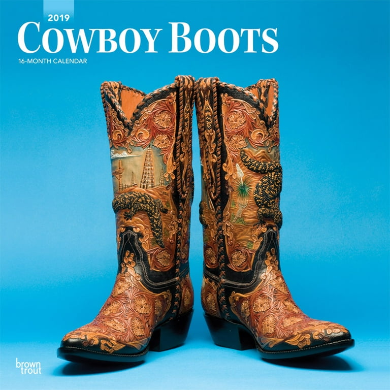 Cowboy Boots 2019 12 x 12 Inch Monthly Square Wall Calendar, USA