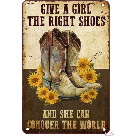 Cowboy Boots Bathroom Tin Sign Chic Metal Wall Art Funny Western Decor Iron Plaque 8x12 Inch