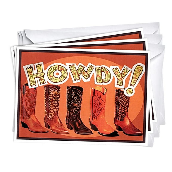 Cowboy Boots Blank Note Greeting Cards | 3 Pack Set (5x7)