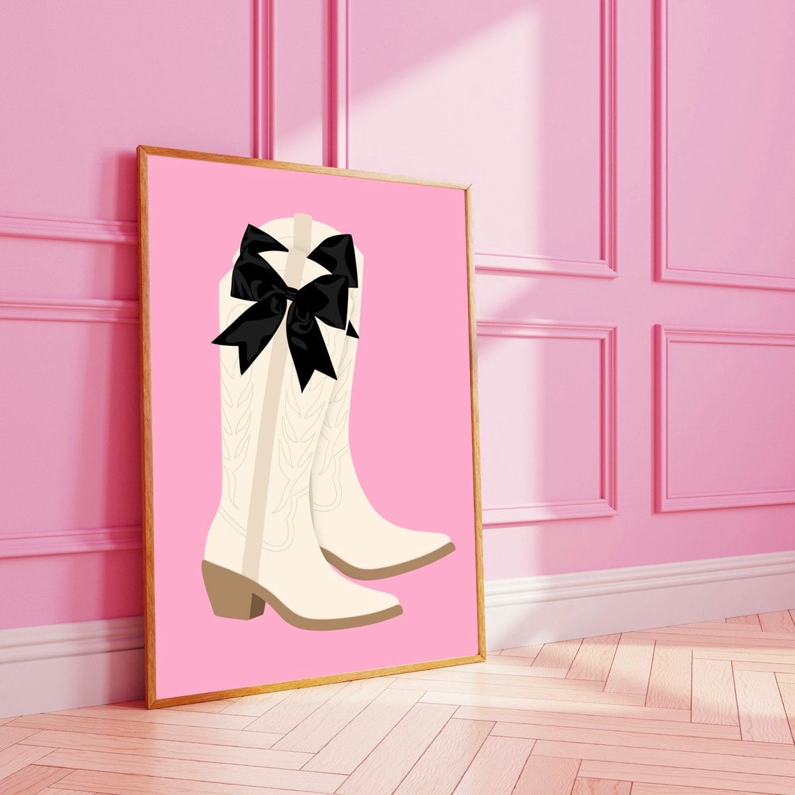 Cowboy Boots Bow Wall Art Print, Funky Fashion Decor - Walmart.com
