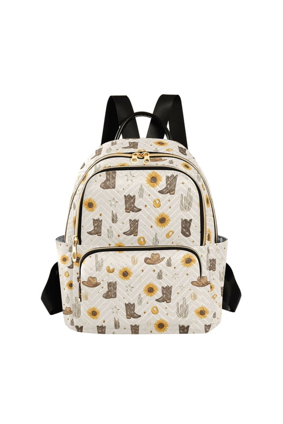 Cowboy Boots Cactus Sunflower Fashion Backpack for Women Lightweight College Travel Casual Daypack
