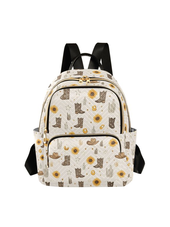Cowboy Boots Cactus Sunflower Fashion Backpack for Women Lightweight College Travel Casual Daypack