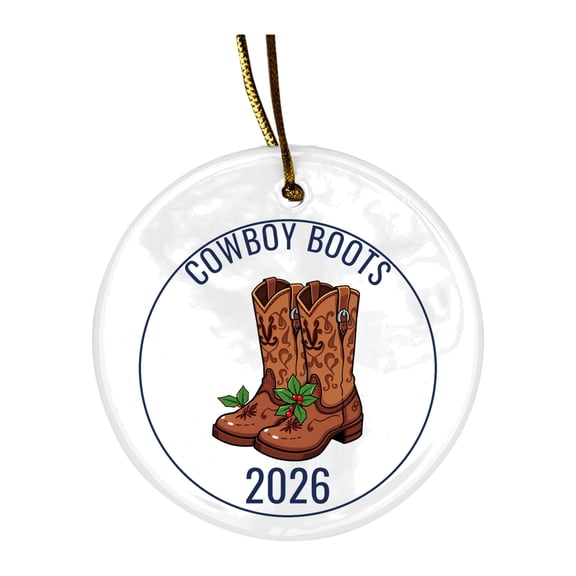 Cowboy Boots Christmas Ornament 2026, Ceramic Keepsake Gift, 3.15 Inch
