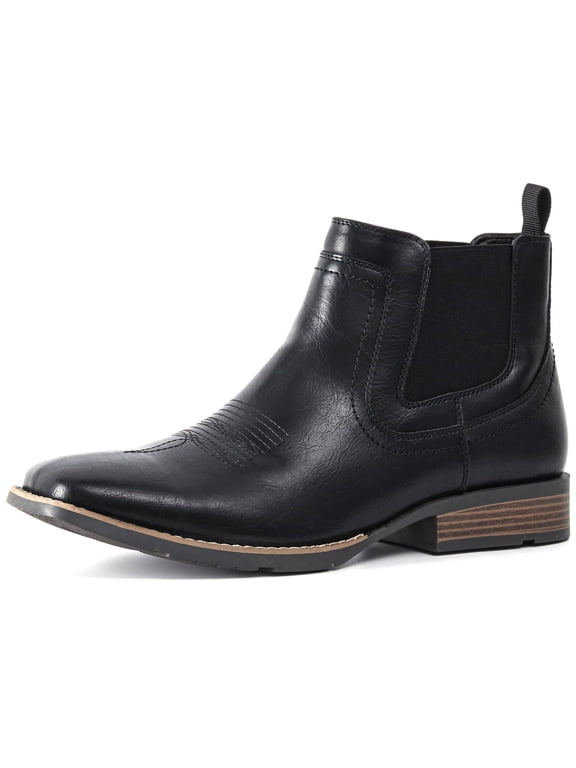 Cowboy Boots For Men Square Toe Ankle Boots Western Chelsea Boot Casual Dress Slip On Men Shoes