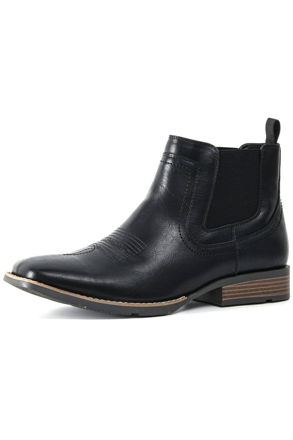 Cowboy Boots For Men Square Toe Ankle Boots Western Chelsea Boot Casual Dress Slip On Men Shoes