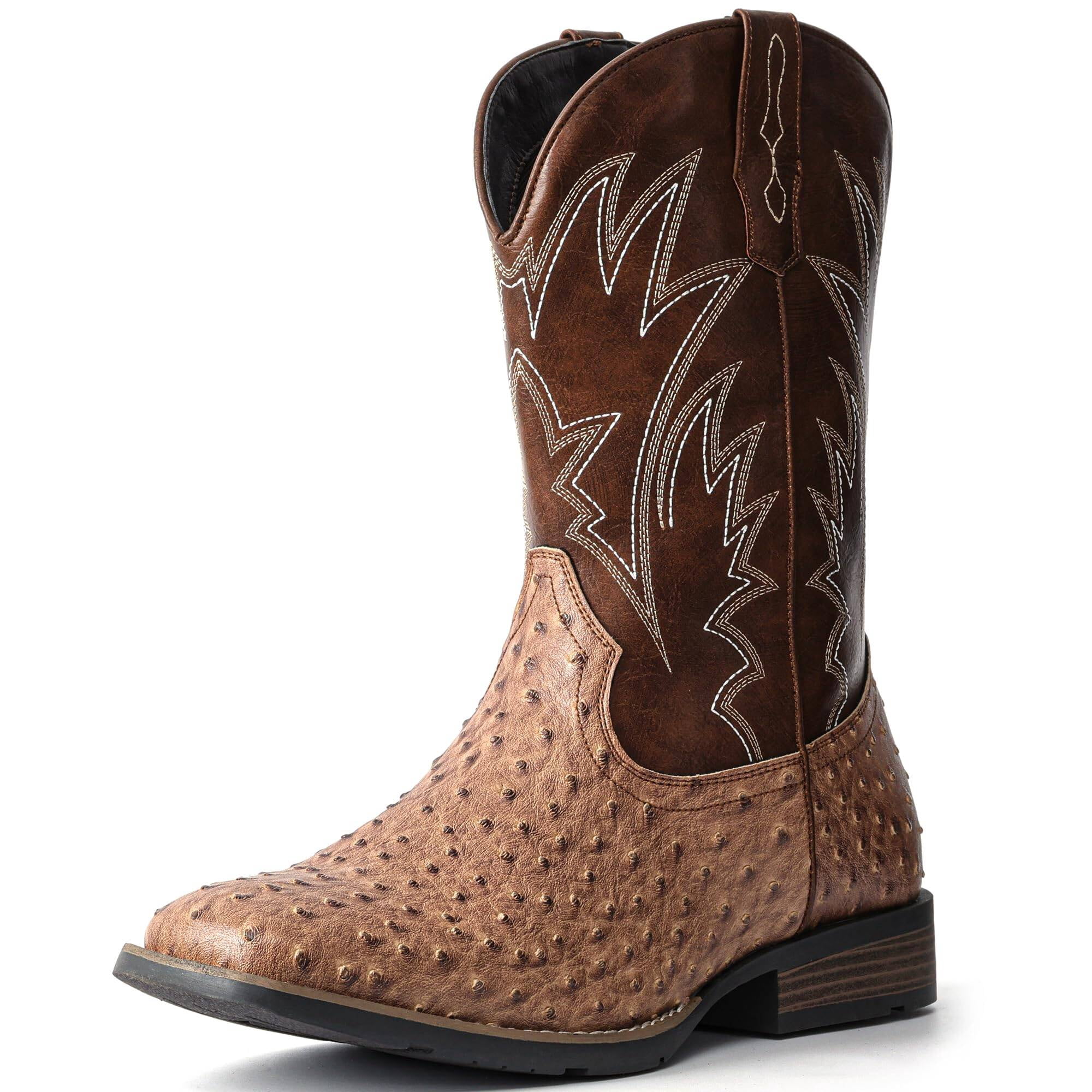 Cowboy Boots For Men Western Ostrich Wide Durable Fashionable ...
