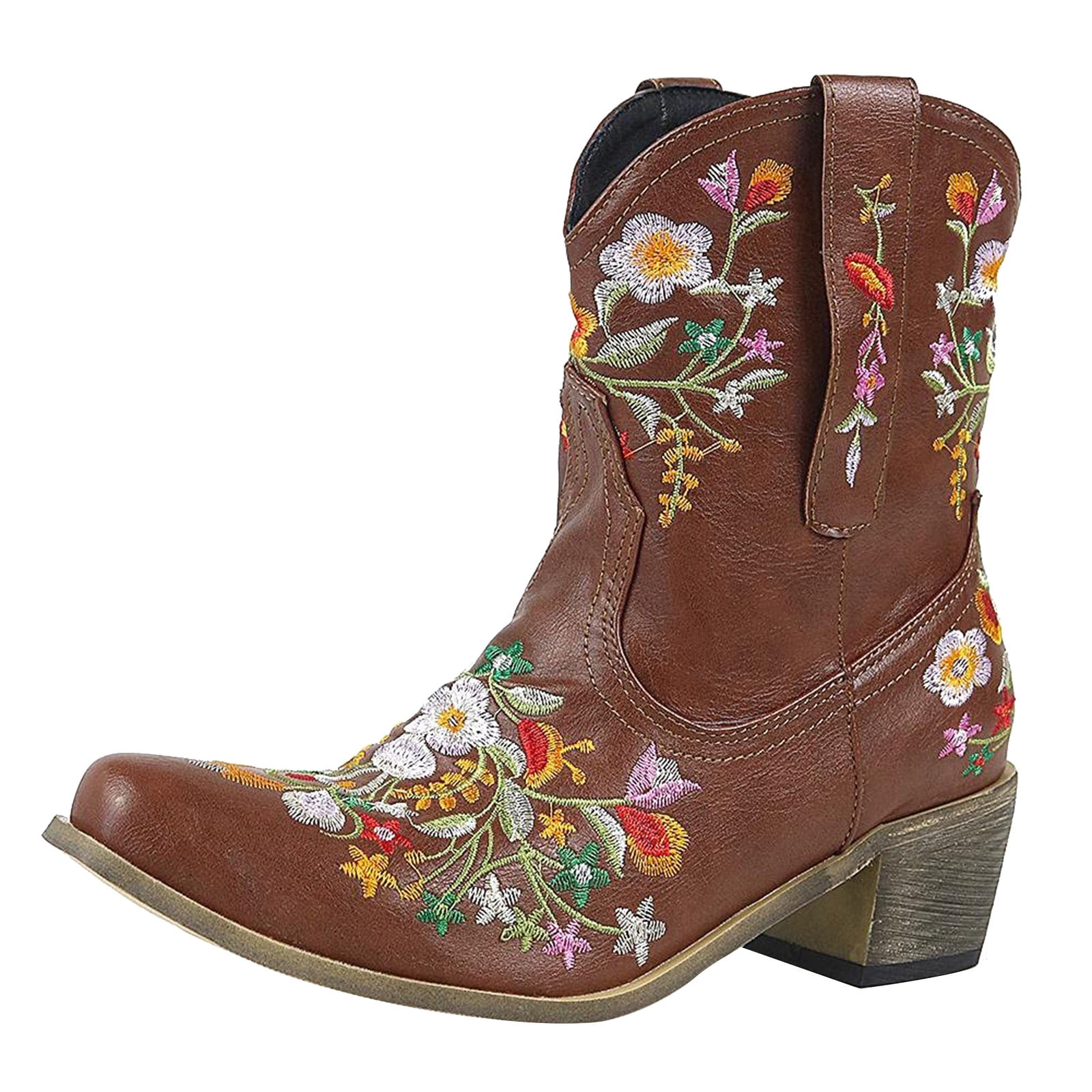 Cowboy Boots For Women Cowgirls Boots Embroidered Retro Shoes Ankle Boots Boots for Women Outdoor Boots for Women Booties Heels Open Toe Extra Wide Width Women s Boots S Womens Classic Clear Boot