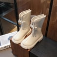 thumbnail image 1 of Cowboy Boots For Girls Fall And Winter Solid Color Zipper Mid-Calf Leather Boots Fashionable Student Boots For Little Girls Princess Boots Casual And Versatile With Lining Shoes, 1 of 9
