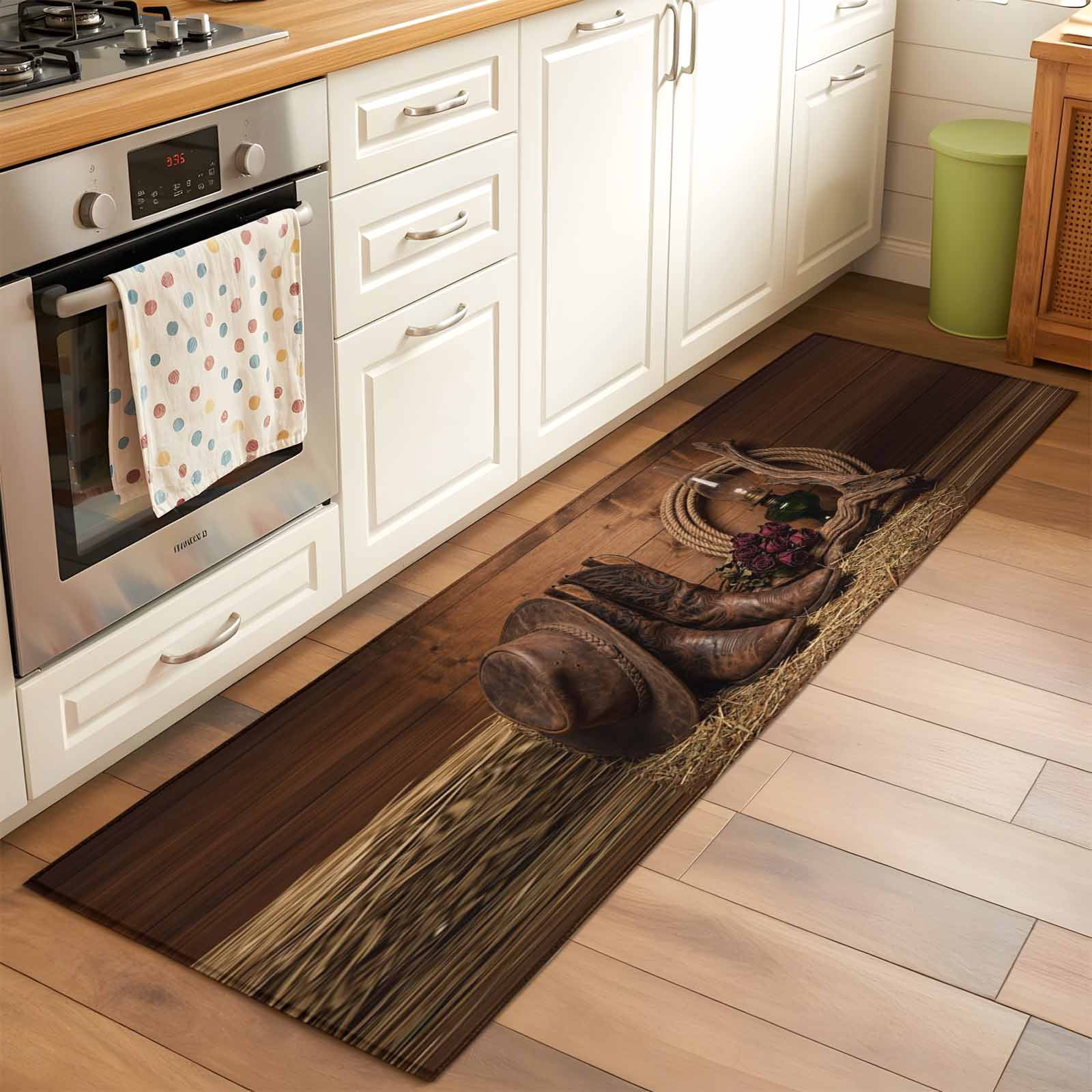 Cowboy Boots Hats 2x6 Runner Rug for Hallway Walkway Kitchen Galley ...