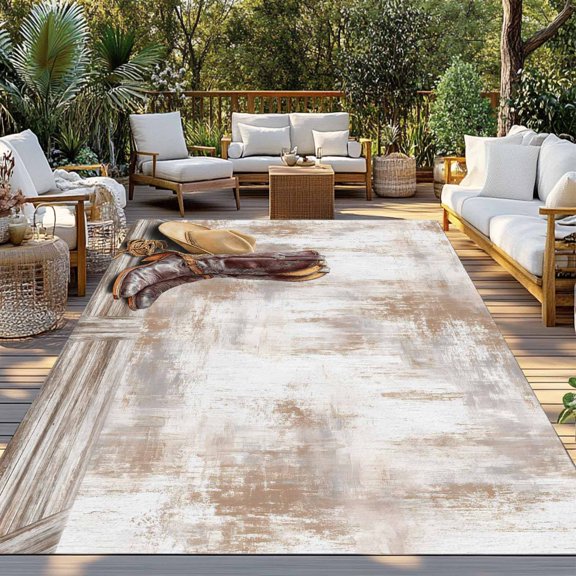 Cowboy Boots Indoor Outdoor Rugs 3x5 Ft, Western Cowboy Hat Ropes Boots Gradient Brown Outdoor Patio Rugs Mat Washable Outside Area Rugs Carpet for Porch Deck RV Camping Pool Balcony Backyard