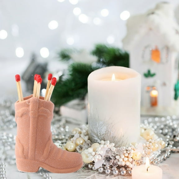 Cowboy Boots Match Striker, Home Ceramic Decor Small Western Style, For Bathroom Bedroom, Ceramic Material, Match Holder, Unique Centerpiece, Ideal For Christmas Housewarming Gift