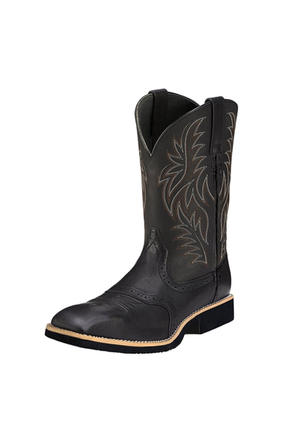 Cowboy Boots for Men - Western Men's Boots with Classic Embroidered, Slip on Square Toe Boots, Slip Resistant Country Boots Chunky Heel Ankle, Durable Short Boots for Spring Fall