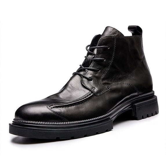 Cowboy Boots Slip Chunky Heel Resistant Leather Country Work Boot Classic Breathable Lace-Up High-top Zip Western Boots