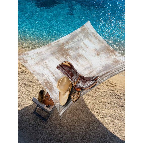 Cowboy Boots Sun Shade Sail 8' x 10', Western Cowboy Hat Ropes Boots Gradient Brown Rectangle Outdoor Sunshade Canopy, Waterproof UV Block Patio Covers for Garden Yard Beach