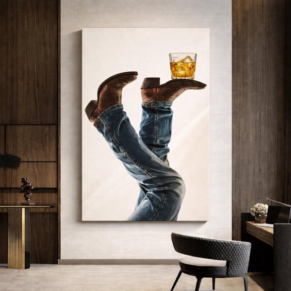 Cowboy Boots Whiskey Art, Rodeo Poster, Western Wall Art, Bar Cart Or Bedroom Decor, Whiskey Poster Unframed Paper Print