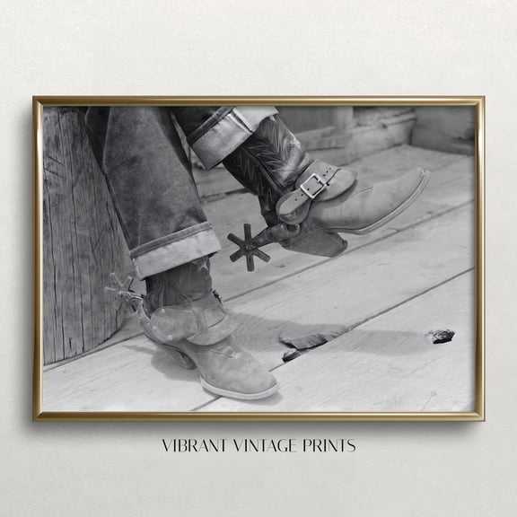 Cowboy Boots Wild West Black White Photo Poster UNFRAMED PAPER POSTER, Home Decor
