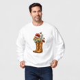 Bee Left Cowboy Boots, Wildflowers, Bee and Butterfly Left-Chest Crewneck ...
