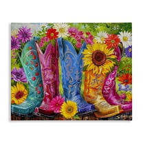 Cowboy Boots and Sunflowers Canvas Wall Art, design by Shawna Stewart