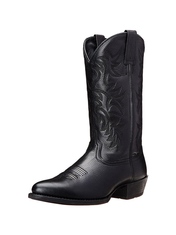 Cowboy Boots for Men, 2026 Fashion Pointy Toe Western Boots Mid Calf Boots Men's Knee High Embroidered Chunky Heel Boot