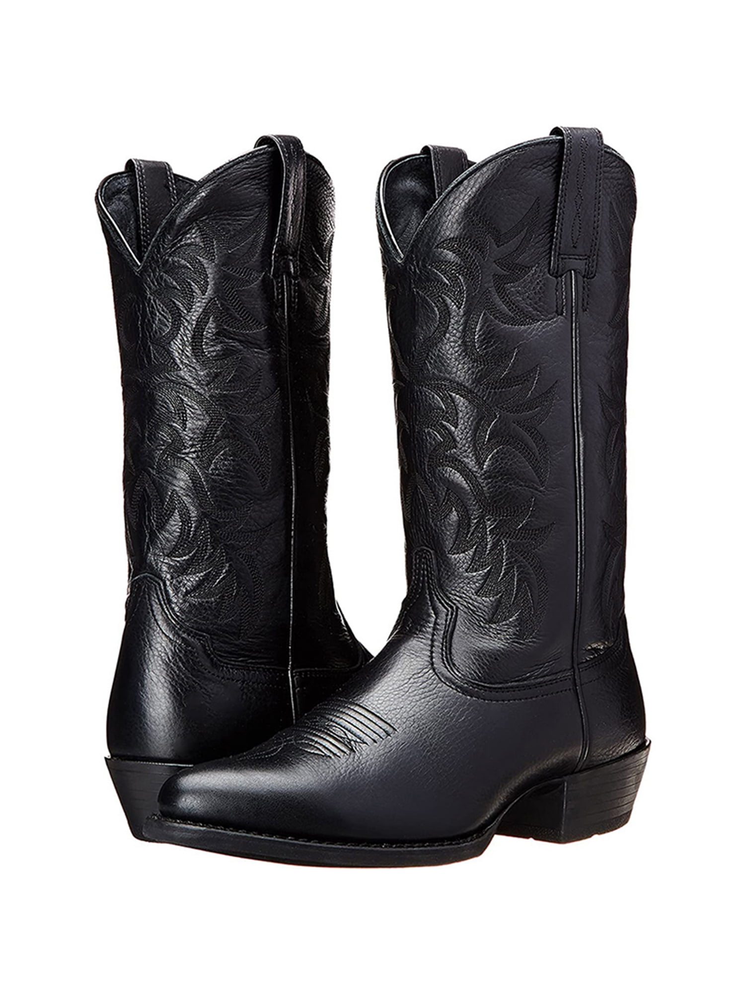 Cowboy Boots for Men Comfortable Mid Calf Boot Embroidered Cowboy Shoes Black 7