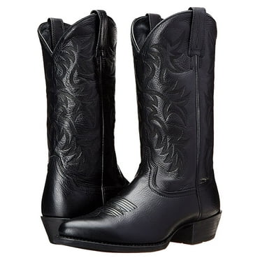 Cowboy Boots for Men Comfortable Mid Calf Boot  Embroidered Cowboy Shoes Black 9.5