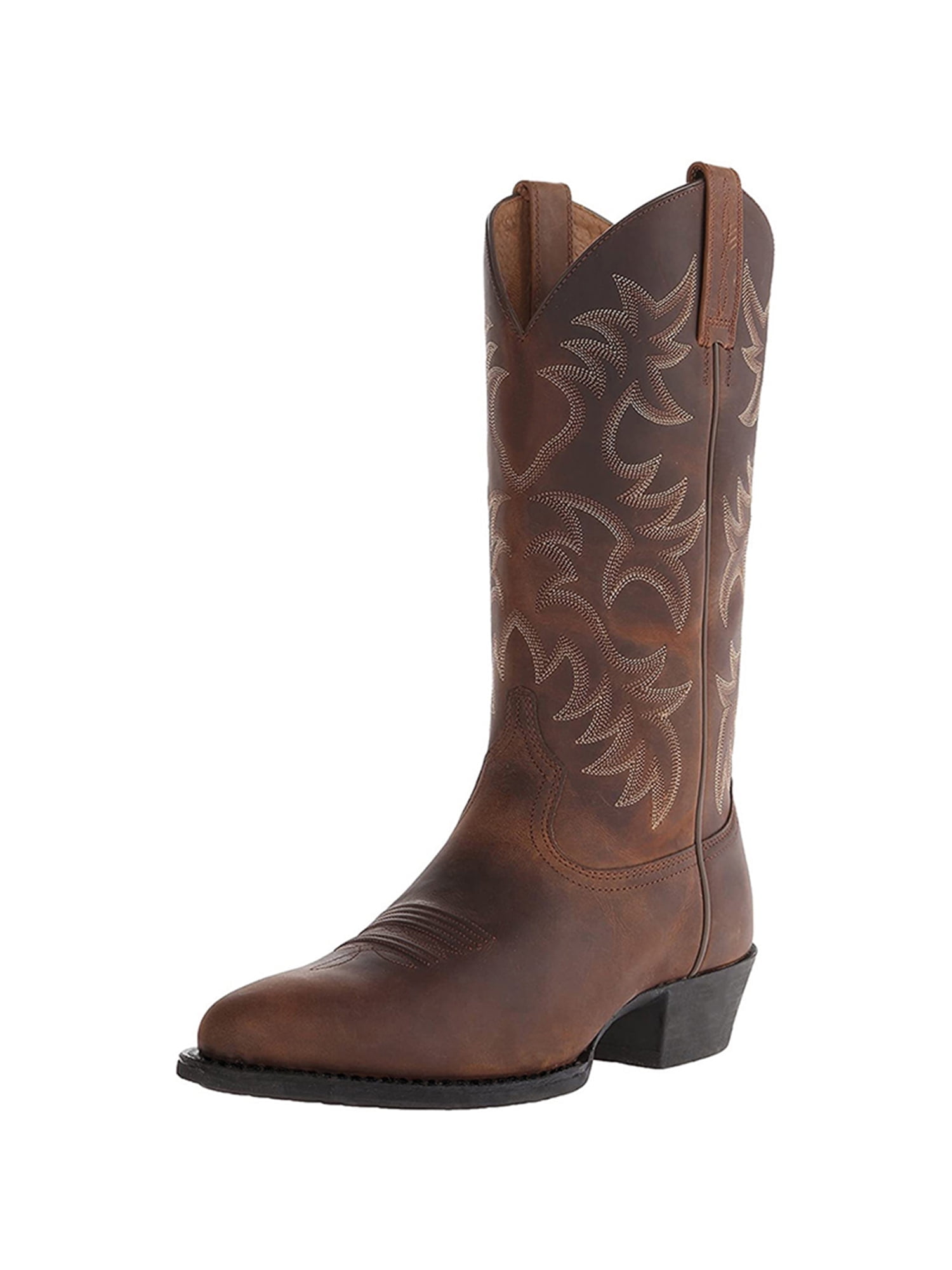 Cowboy Boots for Men Comfortable Mid Calf Boot Embroidered Cowboy Shoes Brown 13