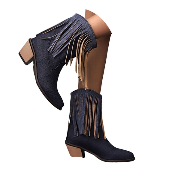 Cowboy Boots for Women Ankle Western Fringe Booties with Low Heel Western Boots Wide Calf Cowgirl Boots