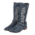 thumbnail image 1 of Cowboy Boots for Women Black Knee High Cowgirl Tall Boots Retro Embroidered Chunky Heel Western Boot, 1 of 7