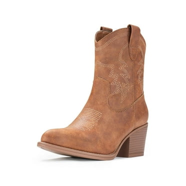 Cowboy Boots for Women Booties Ankle Cowgirl Western Boots Brown US 6-11.5