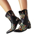thumbnail image 1 of Cowboy Boots for Women Elegant Floral Embroidery Dressy Cowgirl Boots Chunky Heel Pull on Tall Booties, 1 of 6