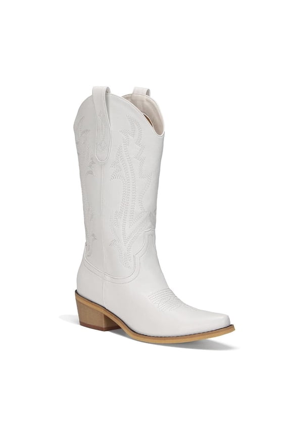 Cowboy Boots for Women Mid Calf Black Cowgirl Boots Square Toe Western Boots Womens Cowboy Boots Chunky Heel botas vaqueras para mujer