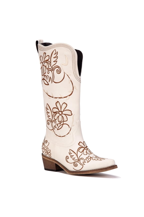 Cowboy Boots for Women- Pointed Toe Women's Mid Calf Cowboy Boots with Classic Embroidery- Ideal for Worker & Country Concert