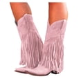 thumbnail image 1 of Cowboy Boots for Women Wide Mid Calf Long Fringe Tassel Heart Angle Stitched Pointed Toe Heeled Tall Cowgirl Boots, 1 of 7