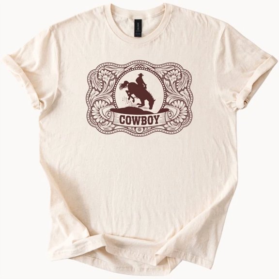 Cowboy Bucking Bronco Rodeo Graphic Tee Western Shirt Size S-5Xl Heygategoo Tee